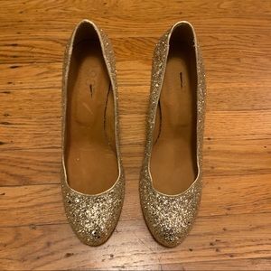Madewell Frankie Gold Glitter Pumps